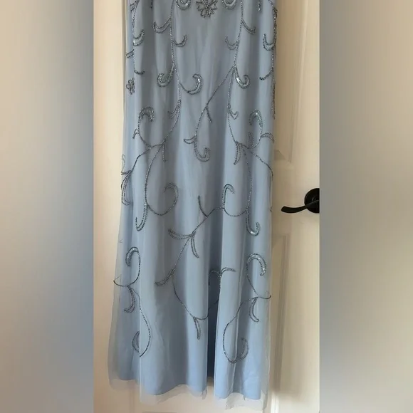 Adrianna Papell Blouson Light Blue Embellished Gown Size 6 - Picture 8 of 11